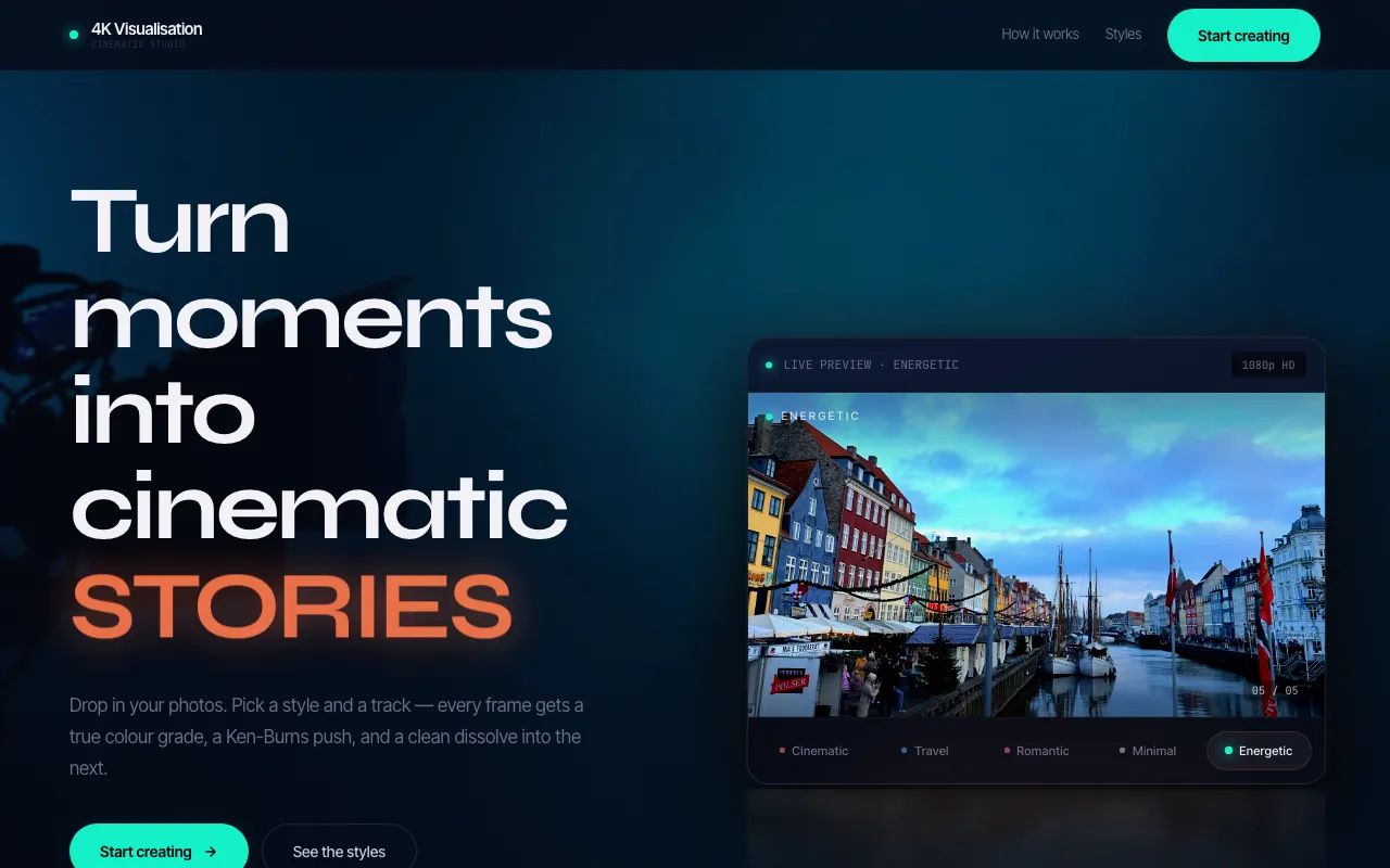 4K Visualisation — live site screenshot